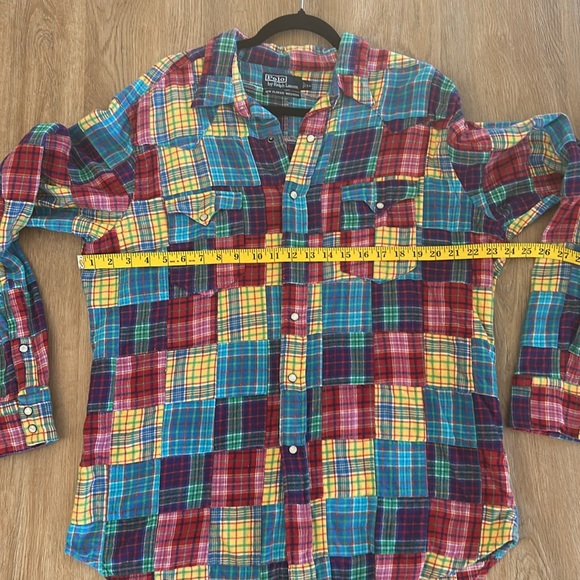 Polo Ralph Lauren men’s madeas patchwork Western long sleeve shirt. Size XL - Picture 4 of 8